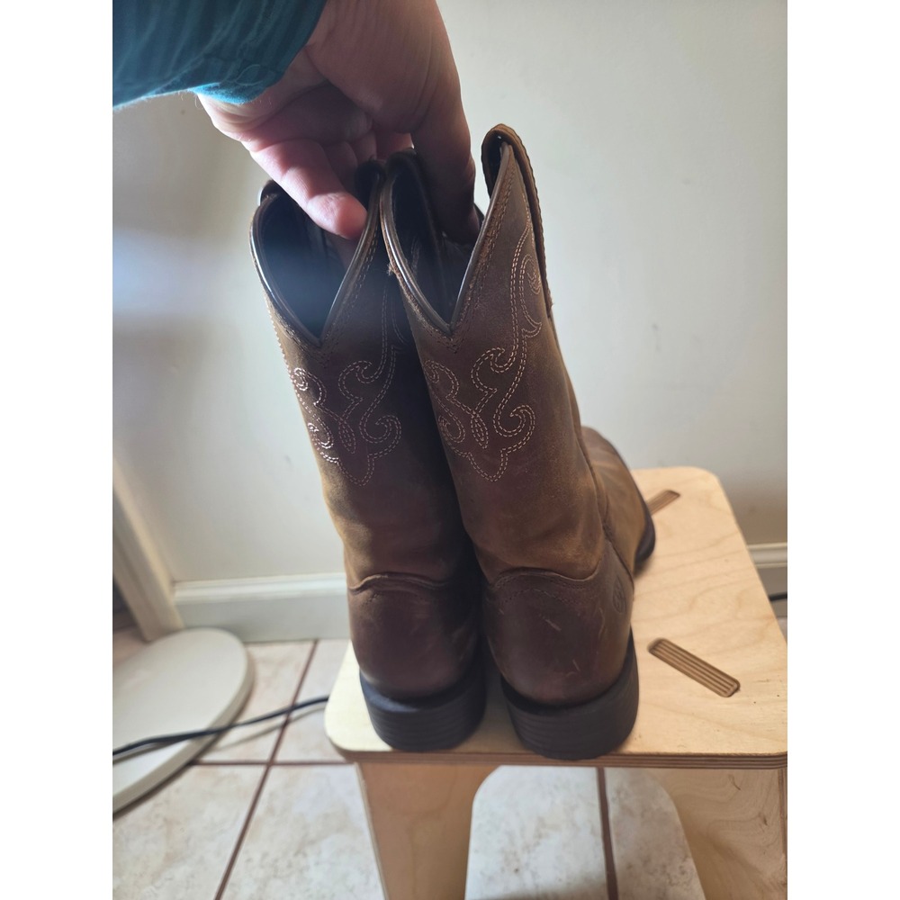 Ariat Boys Brown Leather Heritage Western Cowboy Boots Square Toe Size 6B - Picture 3 of 9